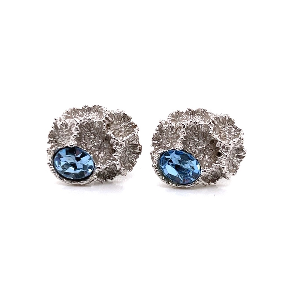 Cuff links Silver tone with Blue Stones